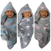 baby wrap kuscheliger schlafsack - strampelsack aus wellness fleece in sternenform Bild 4