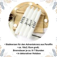 Adventskerzen 4er Set mit Beschriftung in Holzbox ~ Advent | Adventskranz Bild 2