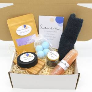 Vegan: Personalisierte Wellnessbox Unisex Geschenkbox Charcoal Seife Dusch Steamer Geschenkidee mit Namen mehrere Düfte Bild 7