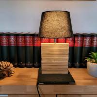 Handgemachte Tisch Lampe aus Holz und Schiefer Bild 4