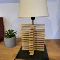 Handgemachte Tisch Lampe aus Holz und Schiefer Bild 7