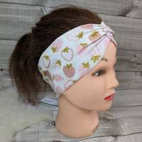 Stirnband Haarband Knotenhaarband "Erdbeeren" Bild 1