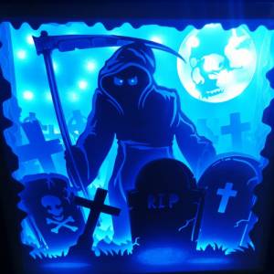 Lampe mit 3D Bild Halloween inkl. Farbwechsel Shadowbox. Bild 3