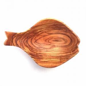 Schale in Fischform, Nußschale, Beilageschale, handgefertigt aus Olivenholz Bild 6
