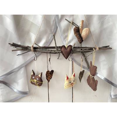 Dekoast mit Haken Dekoholz selber dekorieren Zweig Asthänger handgefertigt