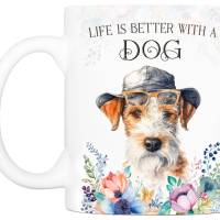 Hunde-Tasse LIFE IS BETTER WITH A DOG mit Foxterrier Bild 2