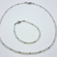 Kette und Armband Opal Quarz Perlen Weiß (791) Bild 1
