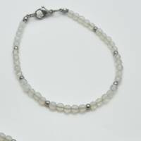 Kette und Armband Opal Quarz Perlen Weiß (791) Bild 3