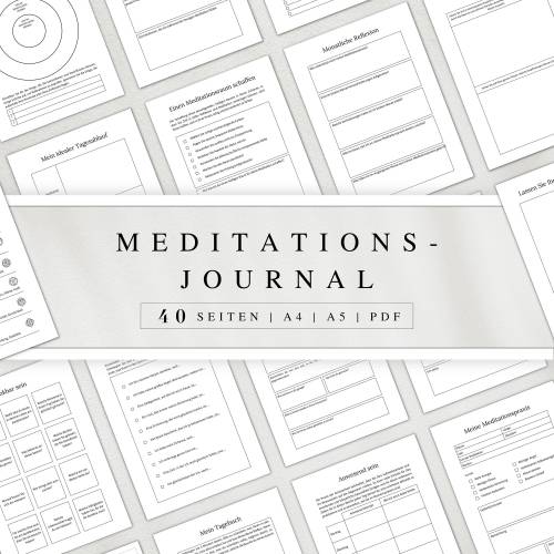 Meditationsjournal als PDF Version in Deutsch (A4 & A5) | 40 minimalistische Journalseiten zum ausdrucken oder digital a