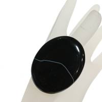 Ring schwarz Achat oval 52 x 40 Millimeter sehr großer Stein statementschmuck Herrenring Bild 1