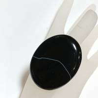 Ring schwarz Achat oval 52 x 40 Millimeter sehr großer Stein statementschmuck Herrenring Bild 3