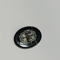 Ring schwarz Achat oval 52 x 40 Millimeter sehr großer Stein statementschmuck Herrenring Bild 4