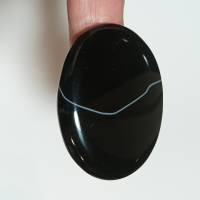 Ring schwarz Achat oval 52 x 40 Millimeter sehr großer Stein statementschmuck Herrenring Bild 5