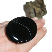 Ring schwarz Achat oval 52 x 40 Millimeter sehr großer Stein statementschmuck Herrenring Bild 8