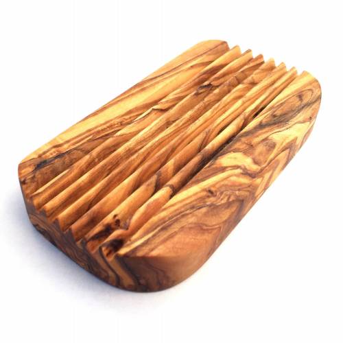 Seifenschale mit Rillen, Seifenablage, Badezimmer, Gäste WC, handgemacht aus Olivenholz