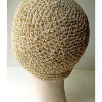 Mütze; HäkelHut; Kappe im VintageStyle / mit pflanzengefärbter Merino-Wolle; Birke / Gr.: M - L Bild 4
