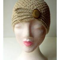 Mütze; HäkelHut; Kappe im VintageStyle / mit pflanzengefärbter Merino-Wolle; Birke / Gr.: M - L Bild 6