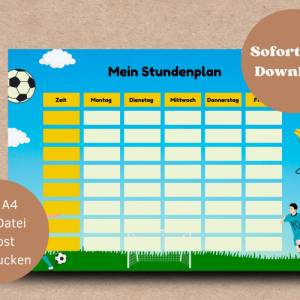 Stundenplan Fußball als Download in DIN A4 | Fußballer | Einschulung | Schulkind 2023 | Geschenk zur Einschulung | digit Bild 1