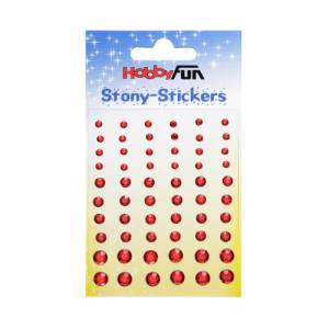 Halbperlen Stony-Stickers rund 60 Stück rot selbstklebend Bild 1