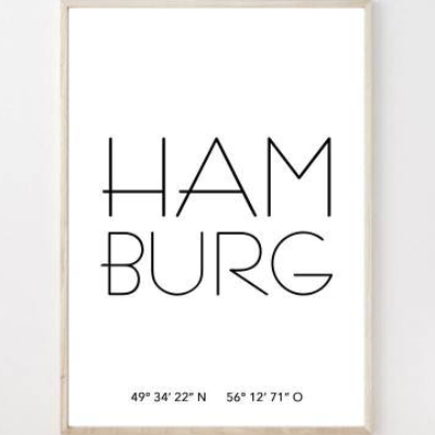 Poster HAMBURG mit Koordinaten | Heimatstadt | Stadtposter | Personalisiert | Stadt Geschenk | Kunstdruck | Umzug Einzug