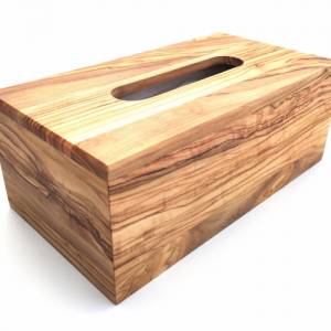 Papierbox Aufbewahrungsbox für Kosmetiktücher, Taschentücher rechteckig handgefertigt aus Olivenholz Hochwertig Geschenk Bild 2