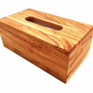 Papierbox Aufbewahrungsbox für Kosmetiktücher, Taschentücher rechteckig handgefertigt aus Olivenholz Hochwertig Geschenk Bild 3