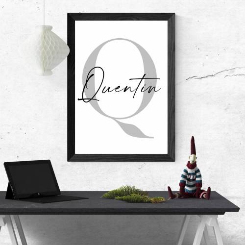 Poster Name mit Q | Namenstag | Danke | Zuhause | Geschenk | Monogramm | personalisiert | Geburtstag | Kunstdruck | Fami