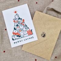 Weihnachtskarte Merry Catmas für Katzenfans DIN A5 Klappkarte mit Kuvert Bild 1