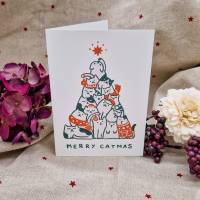 Weihnachtskarte Merry Catmas für Katzenfans DIN A5 Klappkarte mit Kuvert Bild 2