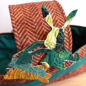 Großes Utensilio Korb mit Hänkel in braun grün mit zwei Hasen, zauberhafte Dekoration zu Ostern oder Frühling Bild 3