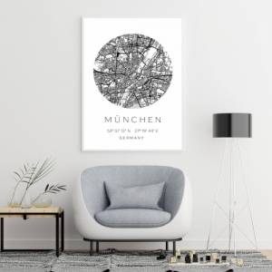 Poster MÜNCHEN STADTPLAN mit Koordinaten | Heimatstadt | Stadtposter | Personalisiert | Map | Karte Geschenk | Kunstdruc Bild 4
