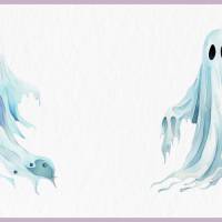 Gruselige Geister PNG Clipart Bundle - 10 Aquarell Bilder, Transparenter Hintergrund, Halloween & Party Dekoration Bild 8