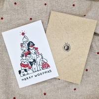 Weihnachtskarte Merry Woofmas für Hundefans DIN A5 Klappkarte mit Kuvert Bild 1