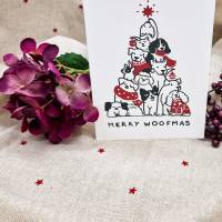 Weihnachtskarte Merry Woofmas für Hundefans DIN A5 Klappkarte mit Kuvert Bild 2