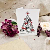 Weihnachtskarte Merry Woofmas für Hundefans DIN A5 Klappkarte mit Kuvert Bild 3