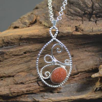 Filigran-Anhänger aus 925 Sterling Silber mit Goldfluss - handgemacht