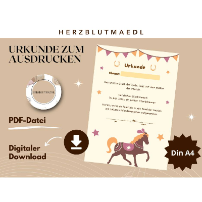 Urkunde Pferd | Pferdeparty | Pferdemensch Urkunden A4 | Urkunden ausdrucken | Kindergeburtstag | Mitgebsel Kindergeburt