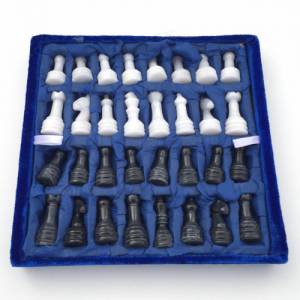 Schachspiel rustikal Olivenholz Schachbrett Gr. M inkl. 32er  Schachfiguren aus Marmor Farbe wählbar Handemacht Bild 5