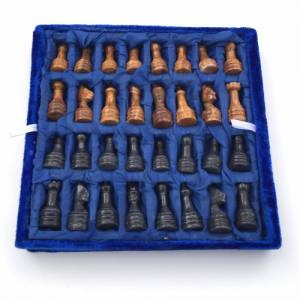 Schachspiel rustikal Olivenholz Schachbrett Gr. M inkl. 32er  Schachfiguren aus Marmor Farbe wählbar Handemacht Bild 6