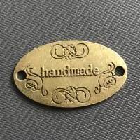 Label "Handmade" aus Metall * 2 Stück * 3,1 x 1,9 cm * Bronze antik * Selbstgenähtes verschönern * Label zum Auf Bild 1