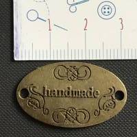 Label "Handmade" aus Metall * 2 Stück * 3,1 x 1,9 cm * Bronze antik * Selbstgenähtes verschönern * Label zum Auf Bild 2