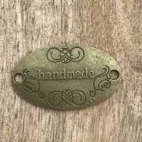 Label "Handmade" aus Metall * 2 Stück * 3,1 x 1,9 cm * Bronze antik * Selbstgenähtes verschönern * Label zum Auf Bild 4