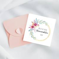 Blumenmädchen Karte | Blumenmädchen fragen | Willst du unser Blumenmädchen sein | mit Perlmutt Umschlag Bild 1