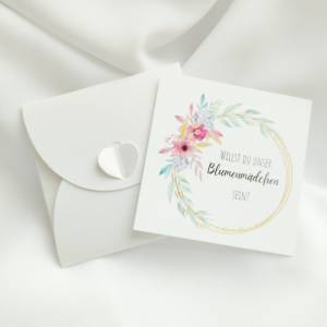 Blumenmädchen Karte | Blumenmädchen fragen | Willst du unser Blumenmädchen sein | mit Perlmutt Umschlag Bild 8