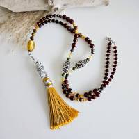 lange Boho Kette mit Quaste, Perlenkette für Damen, gelbe Halskette, lange Kette für Damen mit Anhänger Bild 5