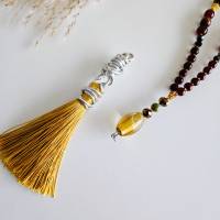 lange Boho Kette mit Quaste, Perlenkette für Damen, gelbe Halskette, lange Kette für Damen mit Anhänger Bild 6