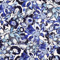 Viskose Popeline Julia Flowers  blau, weiß (1m/11,-€) Bild 1