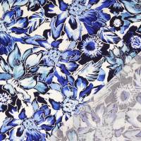 Viskose Popeline Julia Flowers  blau, weiß (1m/11,-€) Bild 3