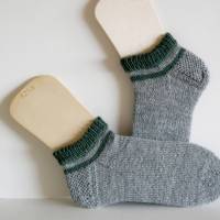 Loferl Trachtensocken kurz, Sport-Socken handgestrickt Männer kurze Knöchelsocken Tracht, Sneaker-Socken, grau, grün Bild 4
