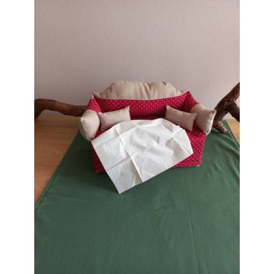 Rot-beiges Taschentüchersofa, Umhüllung für Kosmetiktücherbox, Überzug mit Blickfang im Patchwork-Stil